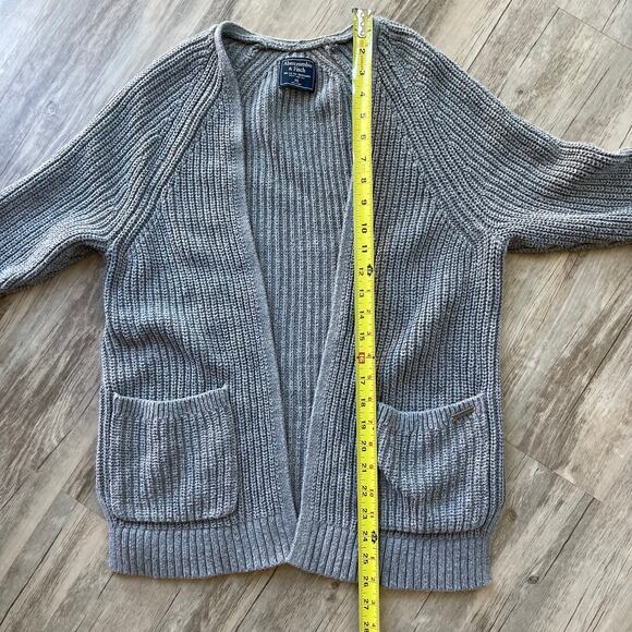 Abercrombie Fitch Grey Cardigan Sweater Ribbed Knit Pocket Size XS Pe-owned - Picture 9 of 9